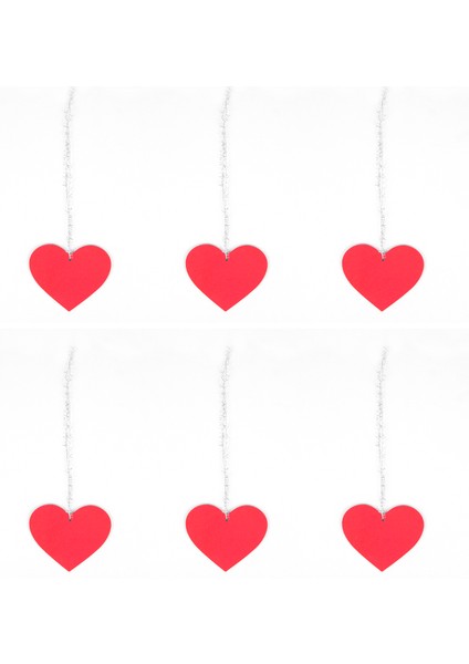Askılı Ahşap 6'lı Kırmızı Kalp 9x6 cm