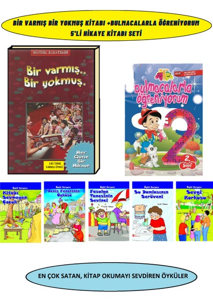 2.sınıf Bulmacalarla Öğreniyorum+Bir Varmış Bir Yokmuş Eğitsel Hikaye Kitabı+5'li Hikaye Kitabı Seti