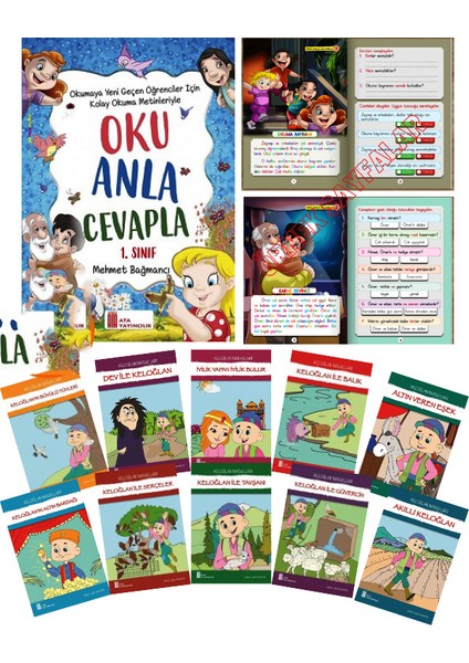 1.sınıflar Için Renkli Heceli Oku Anla+Keloğlan 10'lu Kitap Seti