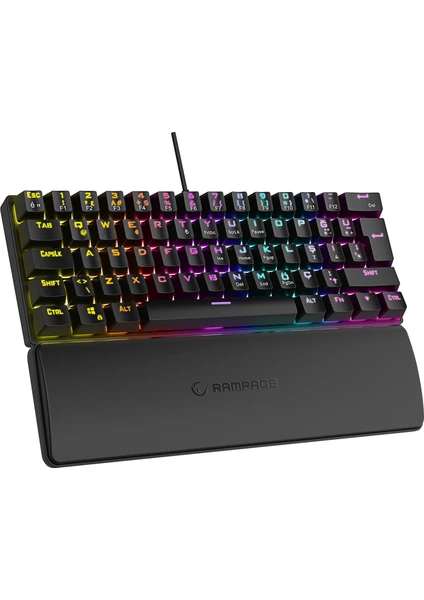 Plower K60 Siyah 12 Işık Modlu Mekanik Bilek Destekli Red Switch Gaming Oyuncu Klavye