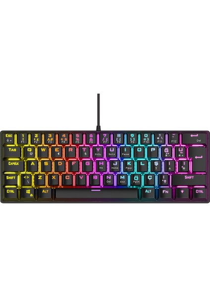 Plower K60 Siyah 12 Işık Modlu Mekanik Bilek Destekli Red Switch Gaming Oyuncu Klavye