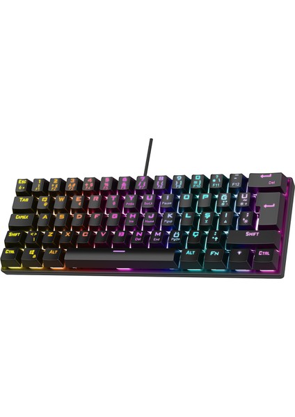 Plower K60 Siyah 12 Işık Modlu Mekanik Bilek Destekli Red Switch Gaming Oyuncu Klavye