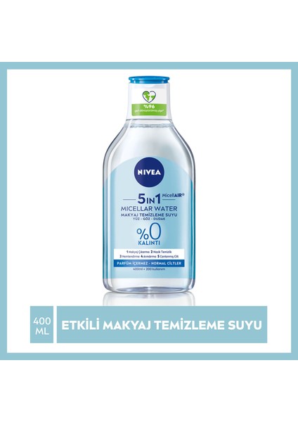 5IN1 Micellar Makyaj Temizleme Suyu Canlandırıcı; Normal Ciltler 400ml;Yüz Temizleyici; Etkili Makyaj Temizleme