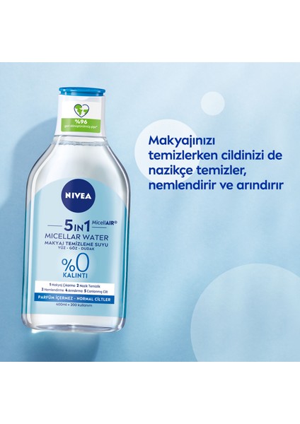 5IN1 Micellar Makyaj Temizleme Suyu Canlandırıcı; Normal Ciltler 400ml;Yüz Temizleyici; Etkili Makyaj Temizleme