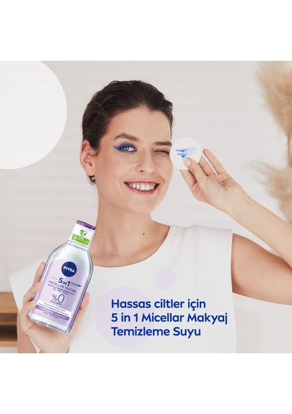 NIVEA 5IN1 Micellar Makyaj Temizleme Suyu Yatıştırıcı ;Hassas Ciltler 400ml; Yüz Temizleyici; Etkili Makyaj Temizleme