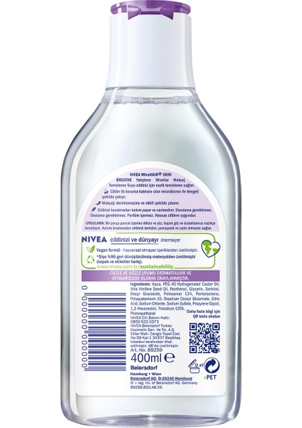 NIVEA 5IN1 Micellar Makyaj Temizleme Suyu Yatıştırıcı ;Hassas Ciltler 400ml; Yüz Temizleyici; Etkili Makyaj Temizleme