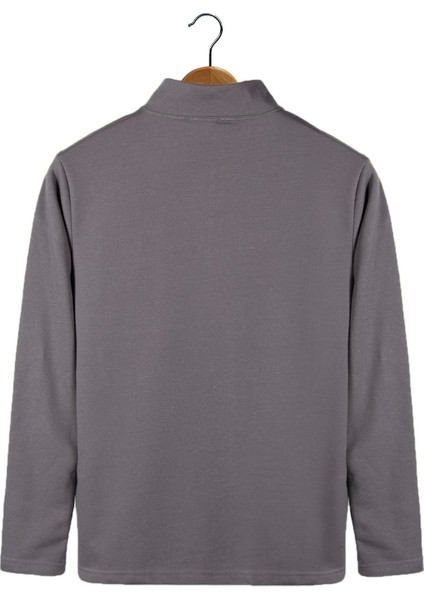 Terapi Men Erkek Antrasit Rahat Kalıp Yarım Fermuarlı Bato Yaka Basic Sweatshirt 21K-5200179-2