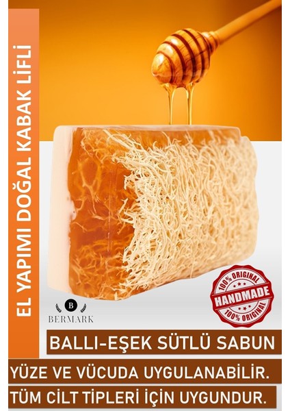 El Yapımı Doğal Kabak Lifli Eşek Sütü & Bal Sabunu