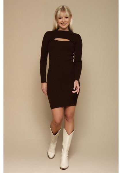 Kadın Cut Out Detaylı Triko Elbise