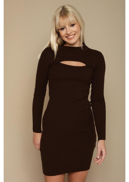 Kadın Cut Out Detaylı Triko Elbise