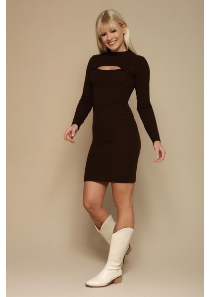 Kadın Cut Out Detaylı Triko Elbise