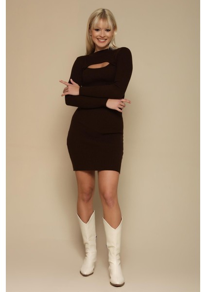 Kadın Cut Out Detaylı Triko Elbise