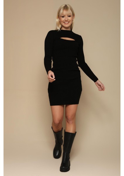 Kadın Cut Out Detaylı Triko Elbise
