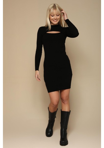Kadın Cut Out Detaylı Triko Elbise