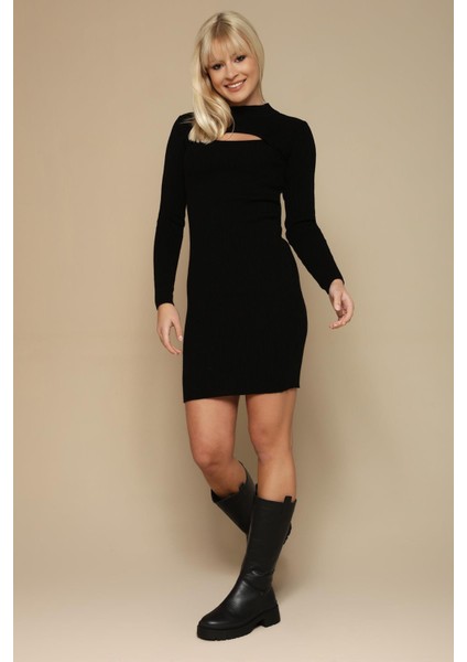 Kadın Cut Out Detaylı Triko Elbise