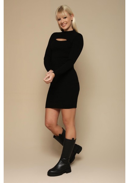 Kadın Cut Out Detaylı Triko Elbise