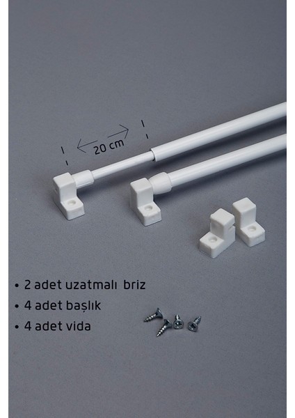 Ayarlanabilir Briz Çubuğu 2 Adet Perde Borusu 4 Adet Başlık