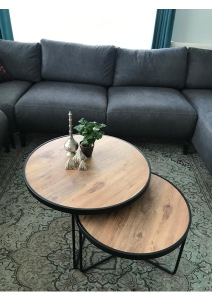 Antrasit Metal 2'li Orta Sehpa DNDR-005 modelleri