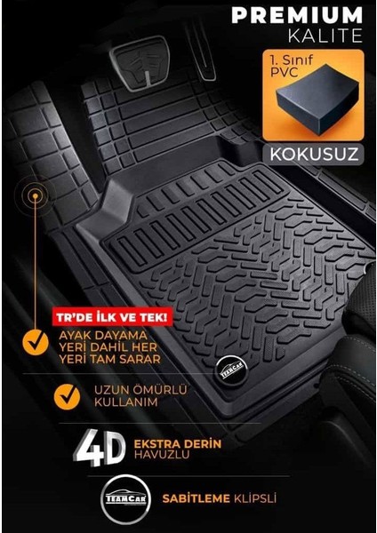 Renault Megane 3 Havuzlu Universal Paspas Krom Gri Renk