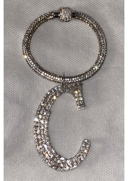 Swarovski Taşlı Bileklik Anahtarlık C Harfli