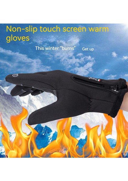 Açık Su Geçirmez Eldiven Kış Tam Parmak Fermuar Dokunmatik Ekran Erkek ve Kadın Rüzgar Geçirmez Sıcak Bisiklet Spor Polar Dağ Kayak (Yurt Dışından) fırsatları