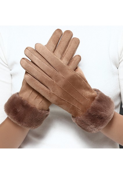 Eldiven Kadın Kış Sevimli Dokunmatik Ekran Karikatür Öğrenci Süet Sıcak Artı Kadife Kalın ve Soğuk Sürüş Sürüş Eldiven (Yurt Dışından)