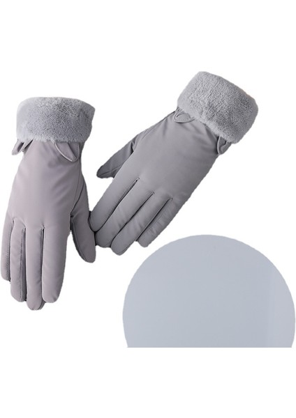 Kış Bayan Sıcak Eldivenleri Artı Kadife Kalınlaşması ve Su Dökülmesi Önleyici Sonbahar ve Kış Aylarında Açık Rüzgar Geçirmez Sürüş Sıcak Dokunmatik Ekran (Yurt Dışından)