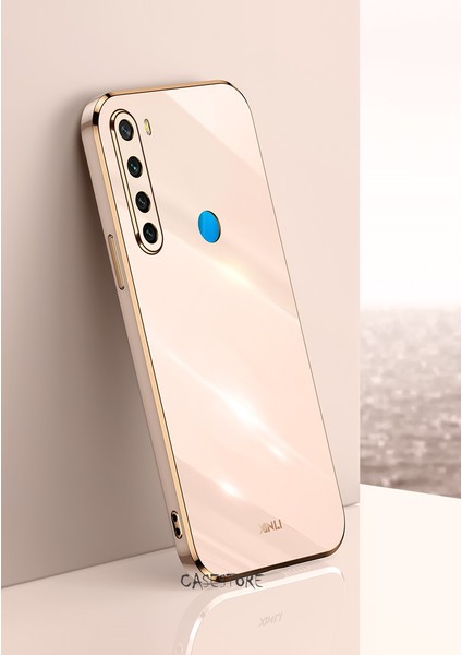 Xiaomi Redmi Note 8 Uyumlu Kılıf Kamera Lens Korumalı Parlak Gold Kenarlı Yumuşak Silikon Kapak Altın Işlemeli Kenar