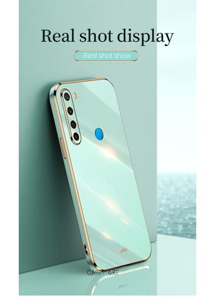 Xiaomi Redmi Note 8 Uyumlu Kılıf Kamera Lens Korumalı Parlak Gold Kenarlı Yumuşak Silikon Kapak Altın Işlemeli Kenar