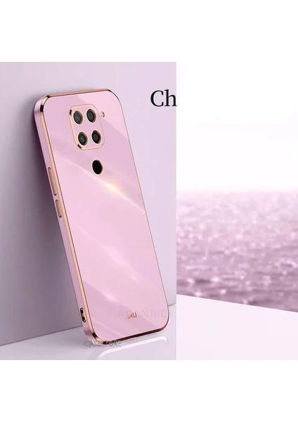 MTK Moveteck Xiaomi Redmi Note 9 Uyumlu Kılıf Kamera Lens Korumalı Parlak Gold Kenralı Yumuşak Silikon Kapak Liqud Altın Kenar