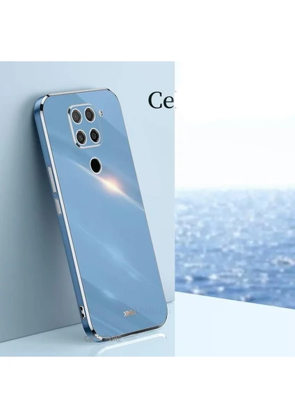 MTK Moveteck Xiaomi Redmi Note 9 Uyumlu Kılıf Kamera Lens Korumalı Parlak Gold Kenralı Yumuşak Silikon Kapak Liqud Altın Kenar