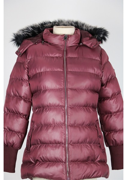 3714 Kürklü Kapişonlu Sıkı Dolum Mont