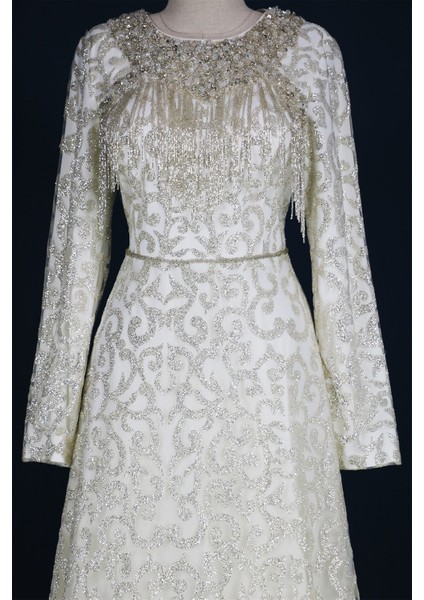 05-553 Komple Işlemeli Simli Pullu Taşlı Abiye fiyatları