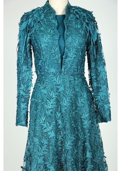 05-710 Omuzları Aplikli Güpürlü Taşlı Abiye fiyatları