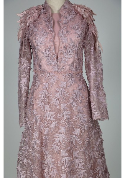 05-710 Omuzları Aplikli Güpürlü Taşlı Abiye fiyatları