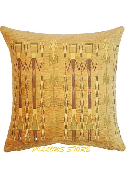Geometrik Desenli Safran Kırlent Kılıfı 45CM*45CM