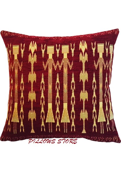Geometrik Desenli Bordo Kırlent Kılıfı 45CM*45CM