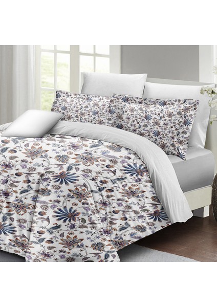 Elegant Floral Luxury Çift Kişilik Pamuk Saten Nevresim Takımı