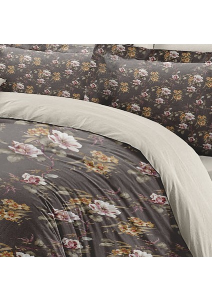 Retro Flowers Luxury Çift Kişilik Pamuk Saten Nevresim Takımı fırsatları