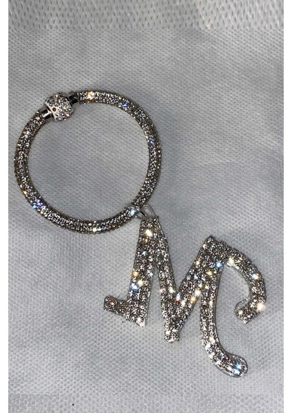 Swarovski Taşlı Bileklik Anahtarlık M Harfli