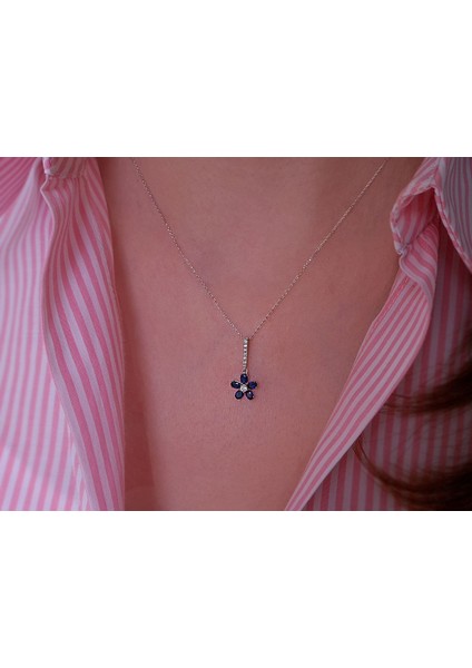 Oval Safir Ve Pırlanta Taşlı Menekşe Kolye 0403P0006 fiyatları