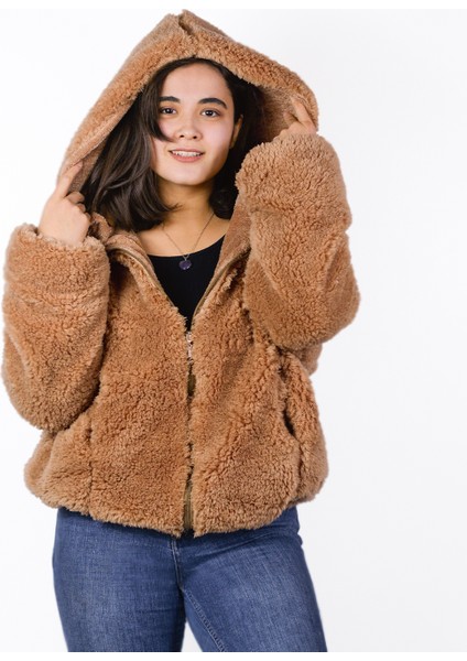 Oversize Astarlı Peluş Mont Yüksek Kalite