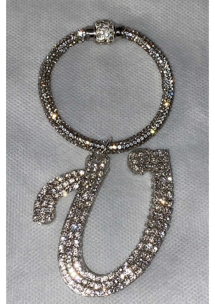 Swarovski Taşlı Bileklik Anahtarlık U Harfli