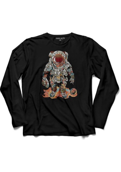 Fly Me To The Moon Astronot Gezegen Uzun Kollu Tişört Baskılı Çocuk T-Shirt