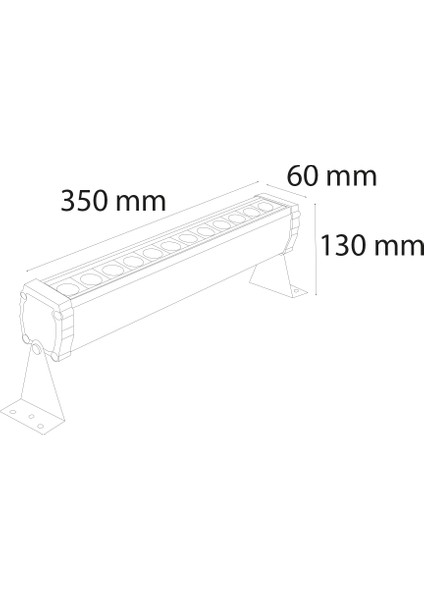 35 cm Dış Mekan Wallwasher Armatür 3000K(Günışığı) 12W