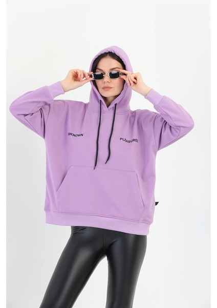 Kadın Lila Basic Sweatshirt MW5723