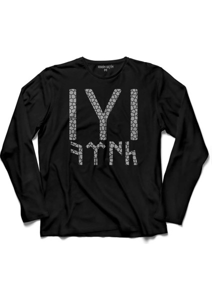 Kayı Boyu Iyı Göktürkçe Türk Bozkurt Diriliş Uzun Kollu Tişört Baskılı Çocuk T-Shirt