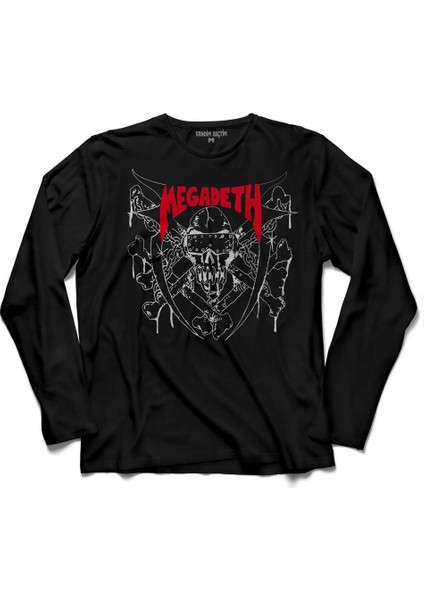 Megadeth 1983 Kırmızı Dave Mustaıne Heavy Metal Uzun Kollu Tişört Baskılı Çocuk T-Shirt