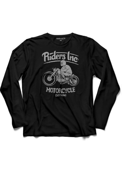 Rıders Inc Motorcycleclothing Motosiklet Kask Uzun Kollu Tişört Baskılı Çocuk T-Shirt