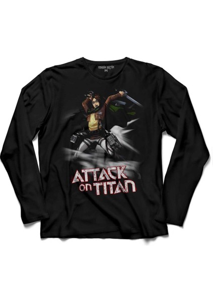 Attack On Tıtan Titana Saldırı Manga Anime 2 Uzun Kollu Tişört Baskılı Çocuk T-Shirt